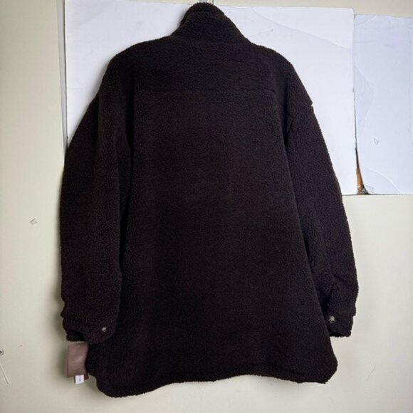 UGG Kookaburra NEW Oversized Sherpa Fleece Jacket Shacket Brown Warm SoftCozy XL - Picture 3 of 16